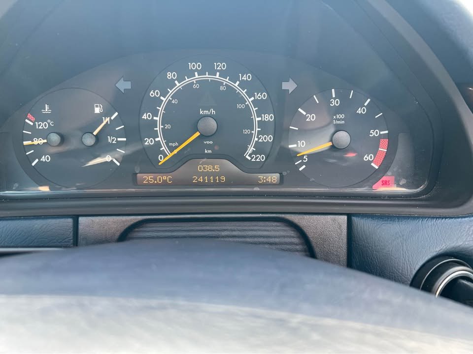 Instrument cluster of the E300 Diesel showing 241,119 km